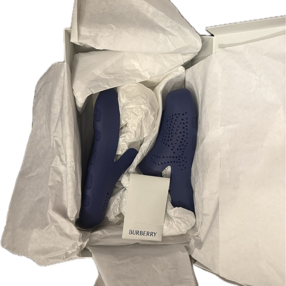 Burberry, new with tags, inbox, stingray, rubber, slides, blue size 6 and 7 - Picture 8 of 8